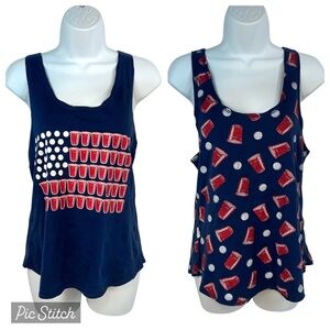 Spenser’s Tank Top Red Solo Cup July 4th 250th Flag Medium Reversible